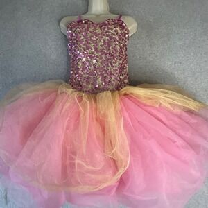 Curtain Call Pink Gold Sequin Tutu Dance Costume Girls or Womens ALA Recital